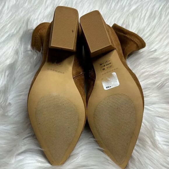 Express Suede Chunky Heel Booties Brown Size 6.5 - Picture 6 of 7